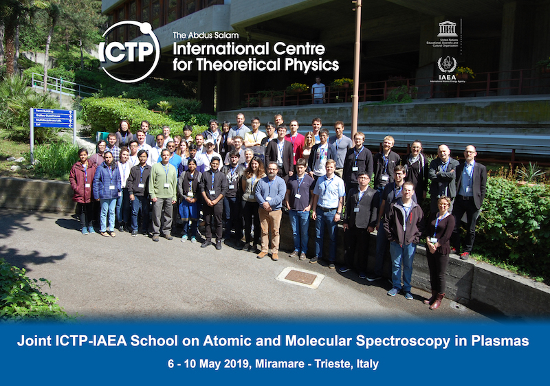 Group photo for the 2019 Joint ICTP-IAEA School on Atomic and Molecular Spectroscopy in Plasmas